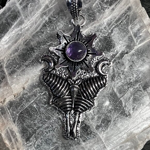Amethyst Luna Moth Flower Sun Crescent Moon Mystic Pendant (65 83950) - Picture 7 of 7